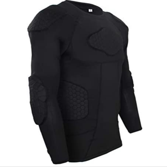 Padded Compression Shirt Padded Protective Shirt Rib Shoulder Elbow Back ,M - Picture 7 of 8